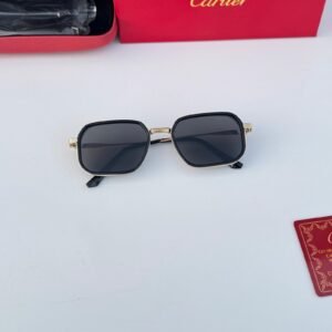 Cartier Black Gold Rectangular Sunglasses – Luxury Designer Eyewear